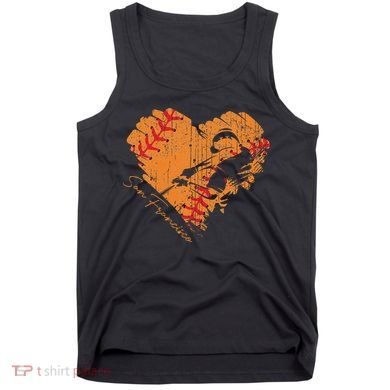 San Francisco Baseball Heart Distressed Vintage Tank Top