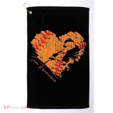San Francisco Baseball Heart Distressed Vintage Golf Towel