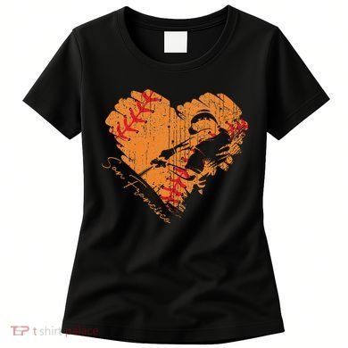San Francisco Baseball Heart Distressed Vintage Women's T-Shirt
