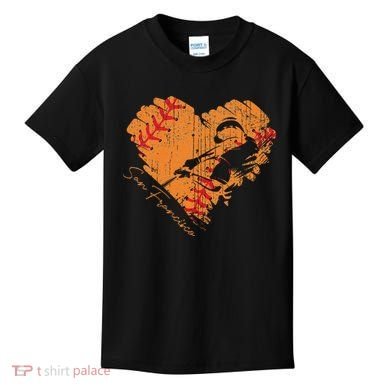 San Francisco Baseball Heart Distressed Vintage Kids T-Shirt