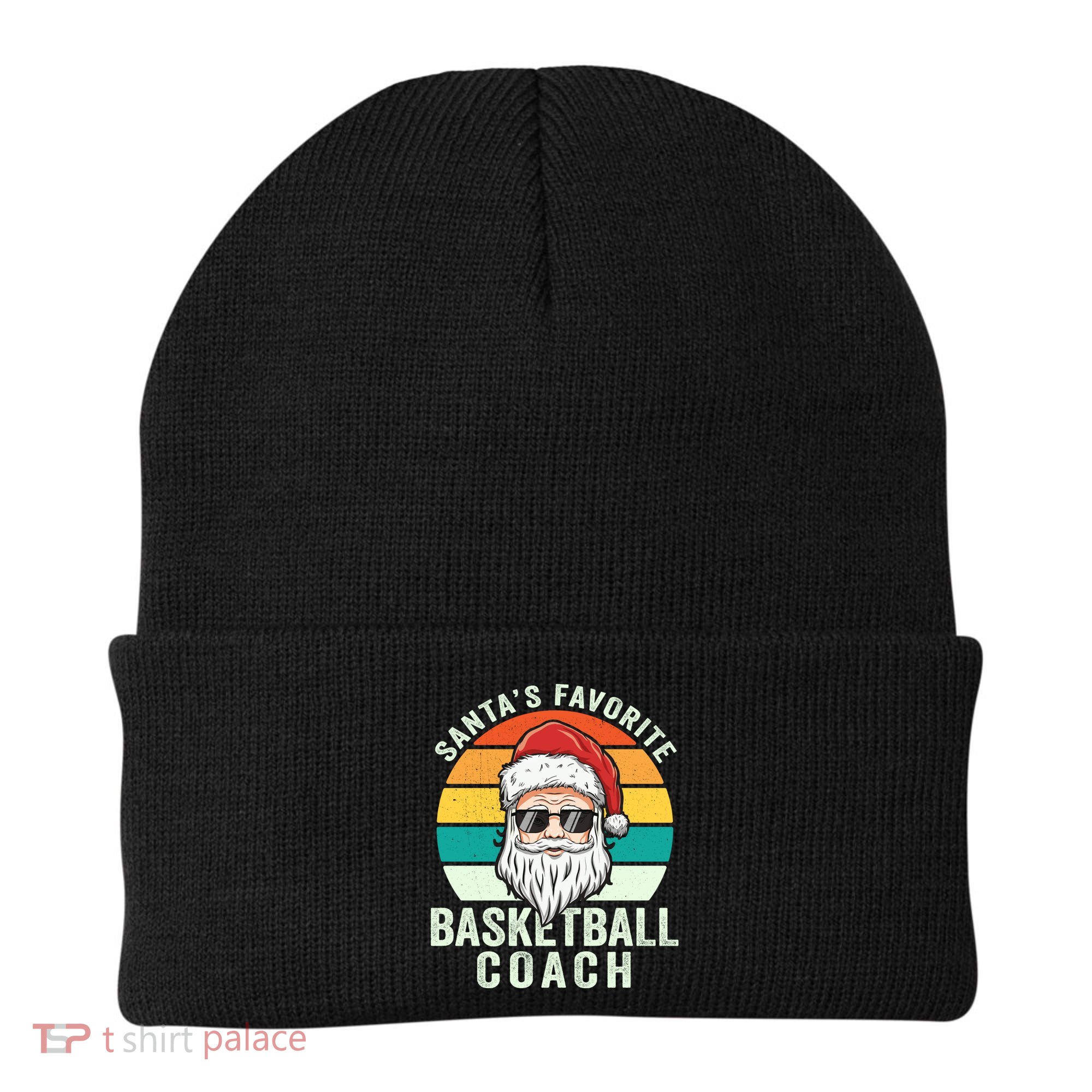Santa's Favorite Basketball Coach Funny Christmas Basketball Gift Beanie