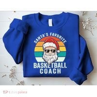 Santa's Favorite Basketball Coach Funny Christmas Basketball Gift Sweatshirt thumb 2