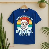 Santa's Favorite Basketball Coach Funny Christmas Basketball Gift T-Shirt thumb 2