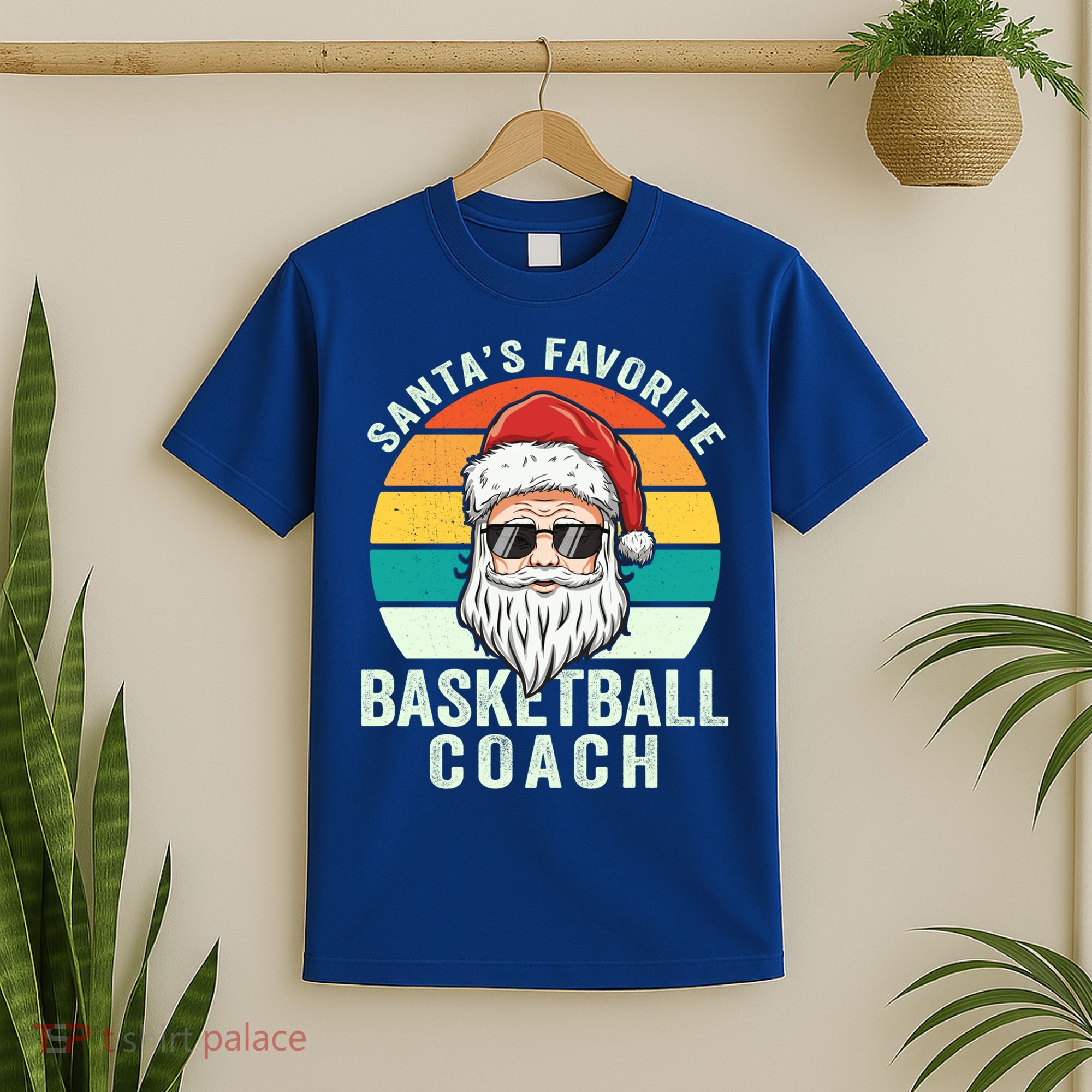 Santa's Favorite Basketball Coach Funny Christmas Basketball Gift T-Shirt