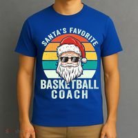 Santa's Favorite Basketball Coach Funny Christmas Basketball Gift T-Shirt thumb 3