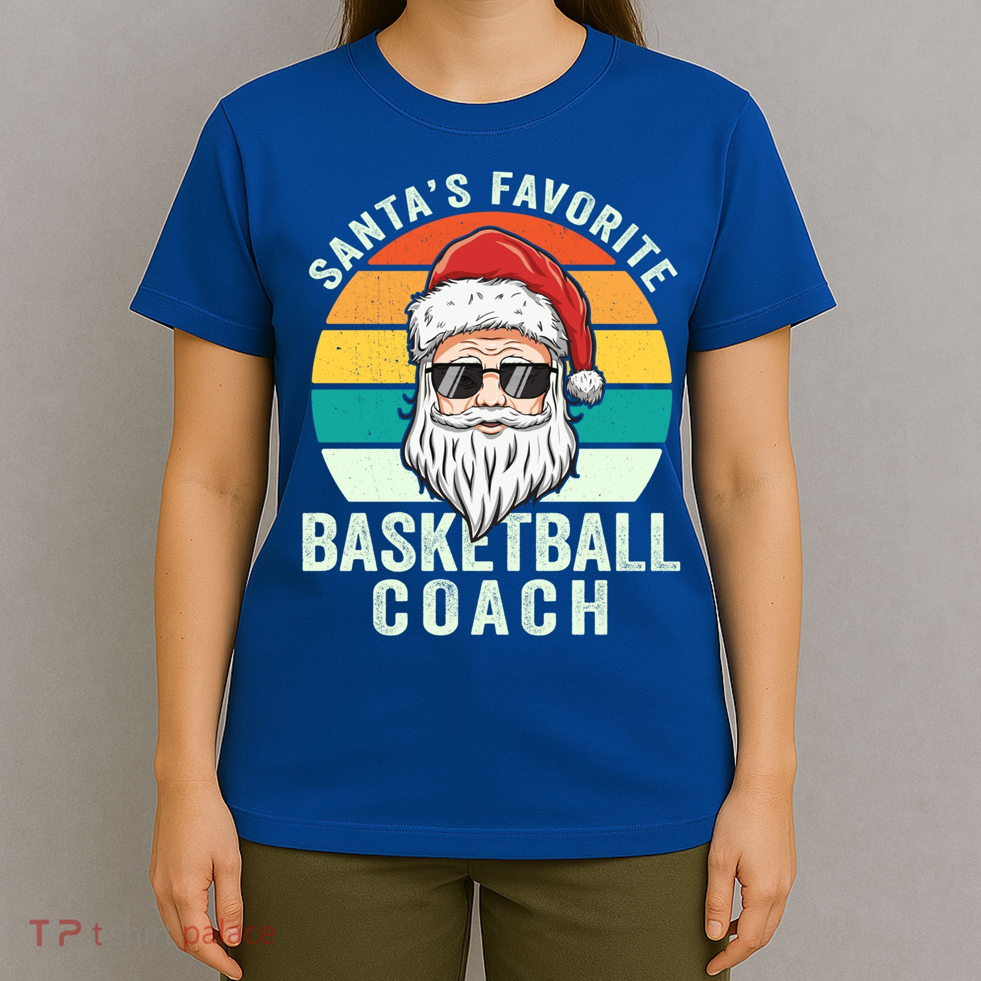 Santa's Favorite Basketball Coach Funny Christmas Basketball Gift T-Shirt