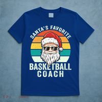 Santa's Favorite Basketball Coach Funny Christmas Basketball Gift T-Shirt thumb 5