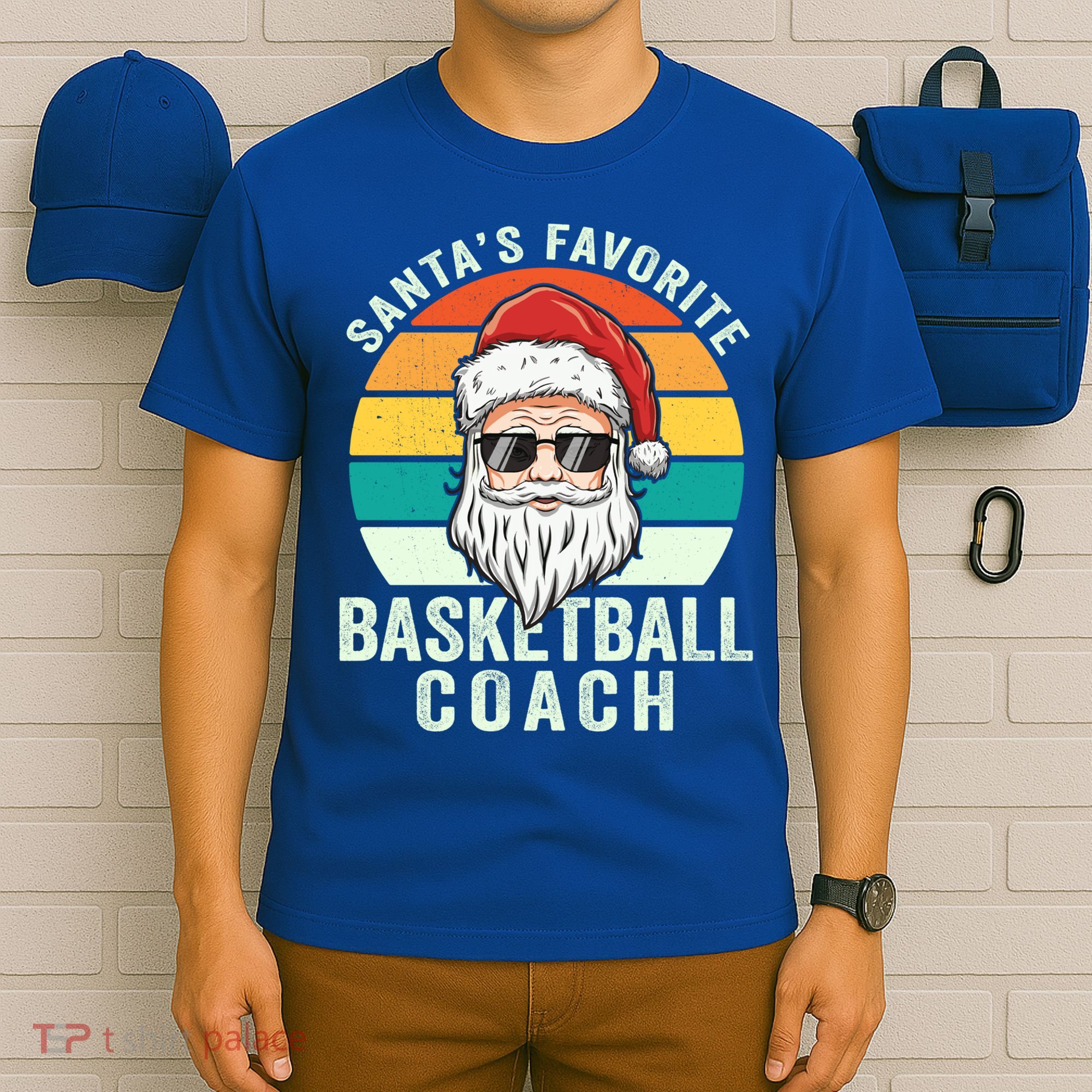 Santa's Favorite Basketball Coach Funny Christmas Basketball Gift T-Shirt