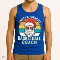 Santa's Favorite Basketball Coach Funny Christmas Basketball Gift Tank Top thumb 3