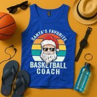 Santa's Favorite Basketball Coach Funny Christmas Basketball Gift Tank Top thumb 4