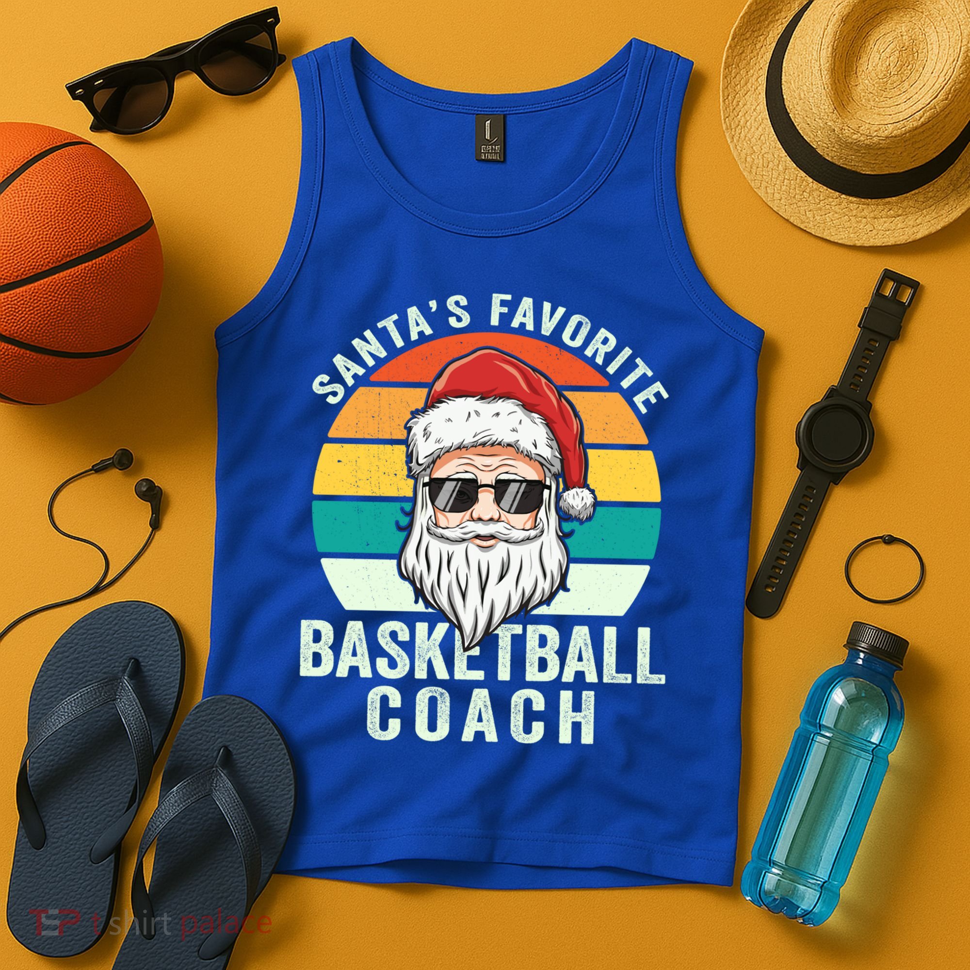 Santa's Favorite Basketball Coach Funny Christmas Basketball Gift Tank Top