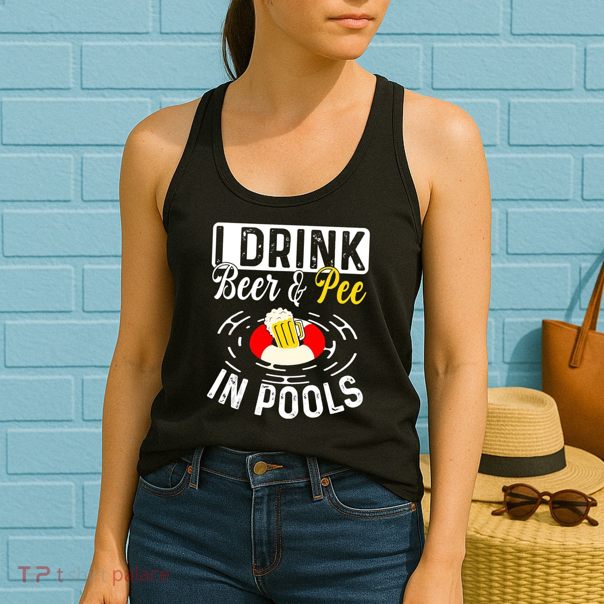 Swimmer funny Cool I Drink Beer And Pee In Pools Women's Tank Top