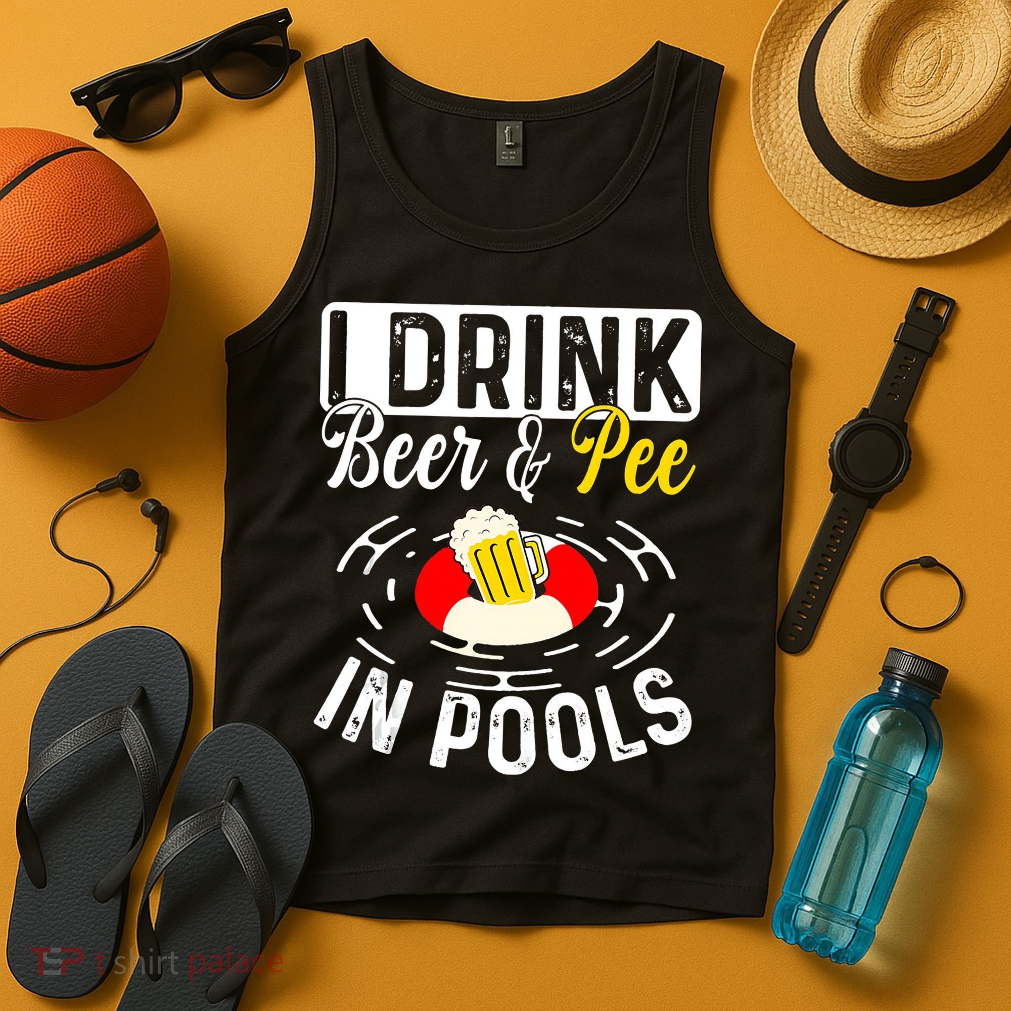 Swimmer funny Cool I Drink Beer And Pee In Pools Tank Top