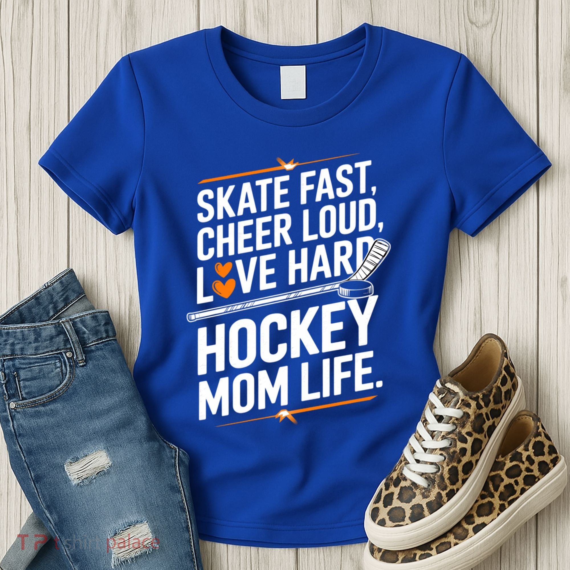 Skate Fast Cheer Loud Love Hard Hockey Mom Life Gift Women's T-Shirt