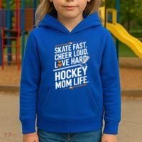 Skate Fast Cheer Loud Love Hard Hockey Mom Life Gift Kids Hoodie thumb 3