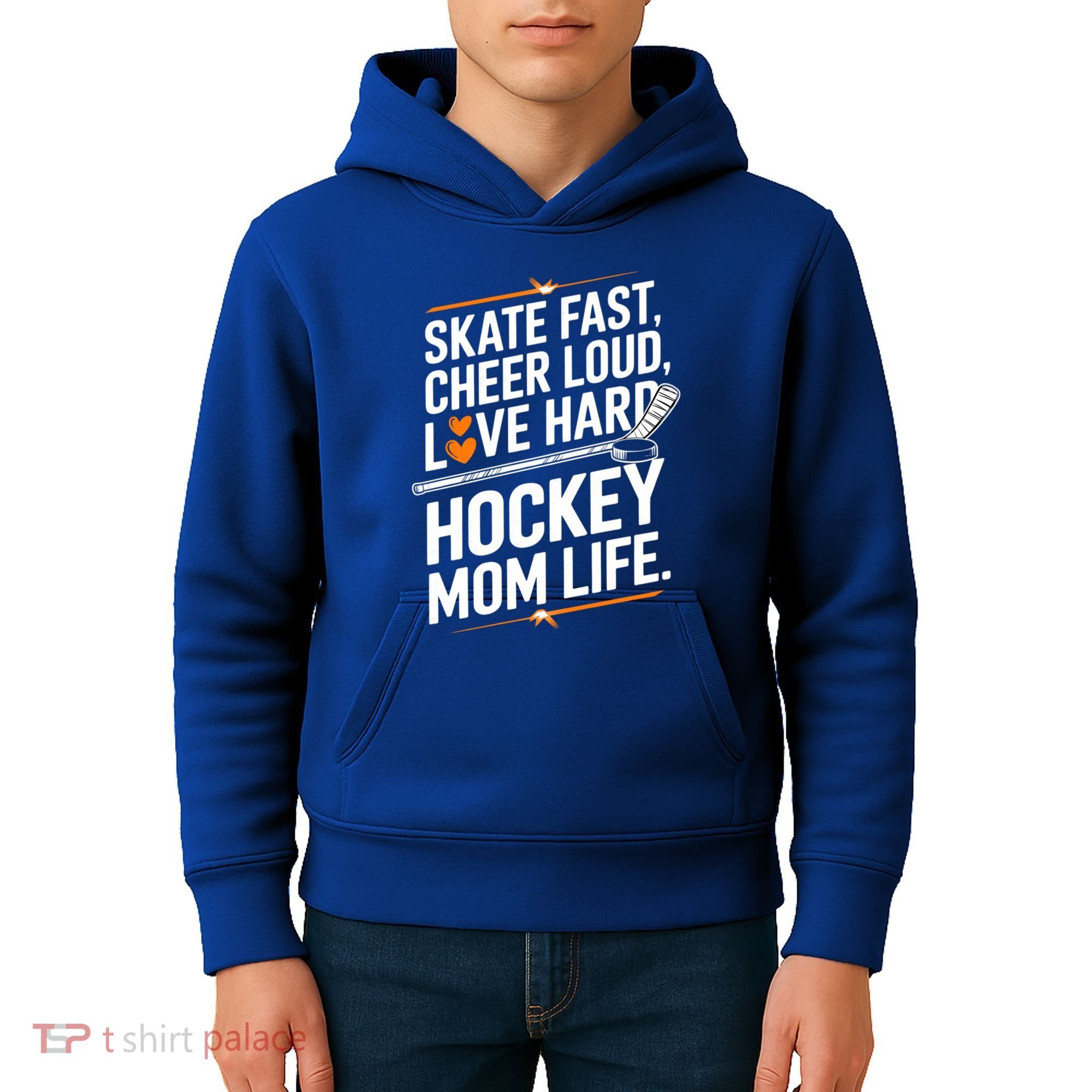 Skate Fast Cheer Loud Love Hard Hockey Mom Life Gift Kids Hoodie
