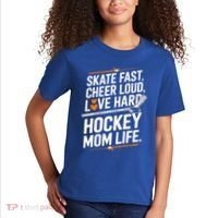 Skate Fast Cheer Loud Love Hard Hockey Mom Life Gift Kids T-Shirt thumb 2