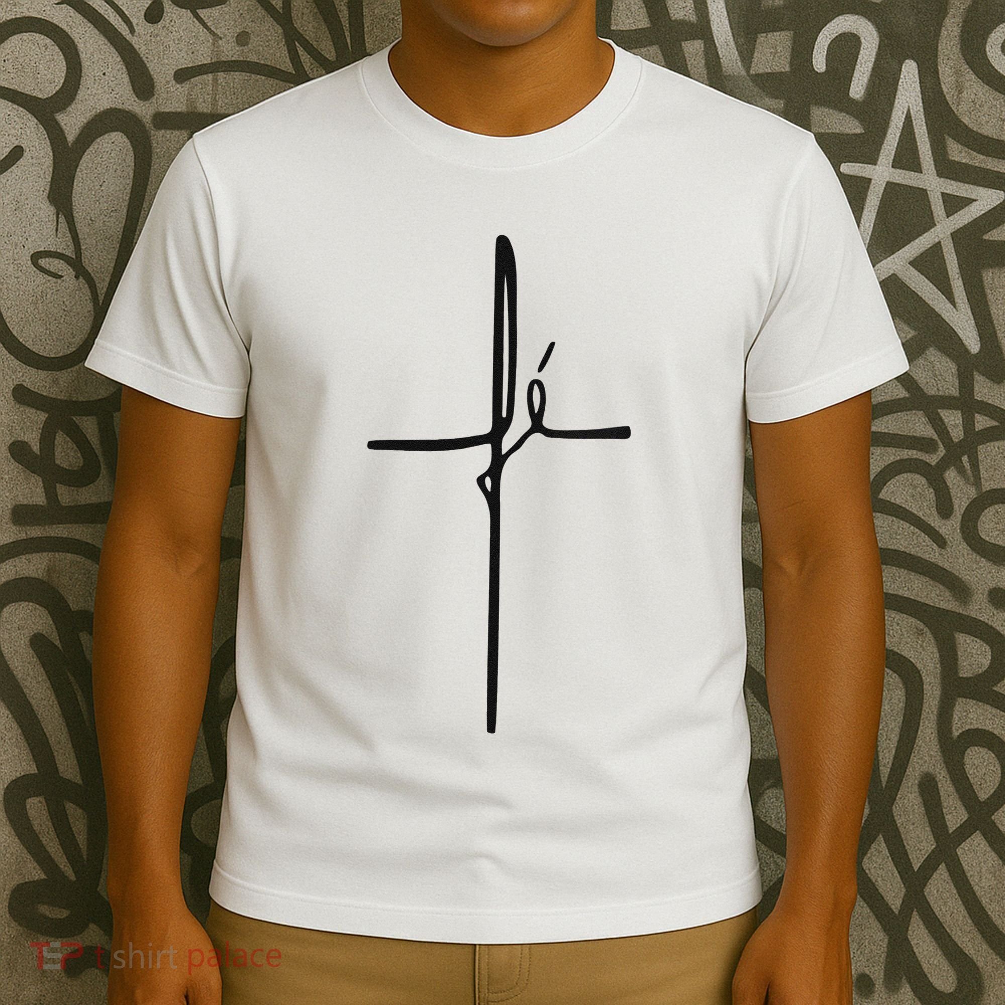 Simple Faith Cross In Portuguese Camiseta Fe T-Shirt