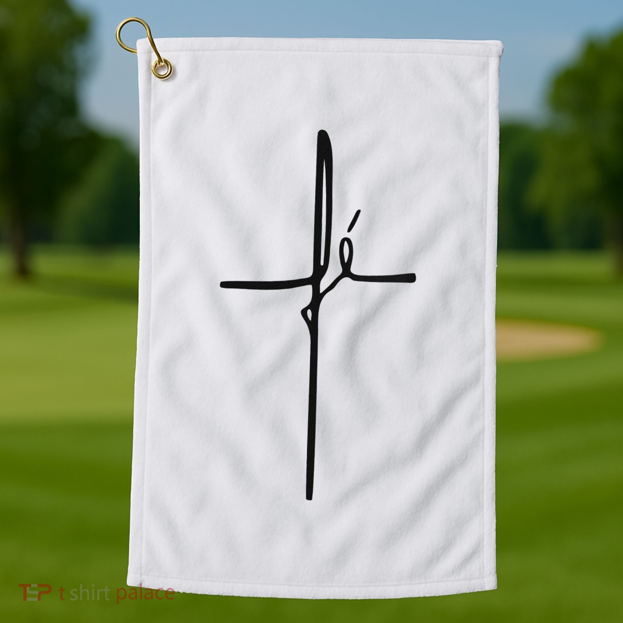 Simple Faith Cross In Portuguese Camiseta Fe Golf Towel