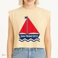 San Francisco California Sailing Boat Souvenir Garment-Dyed Women's Muscle Tee thumb 2