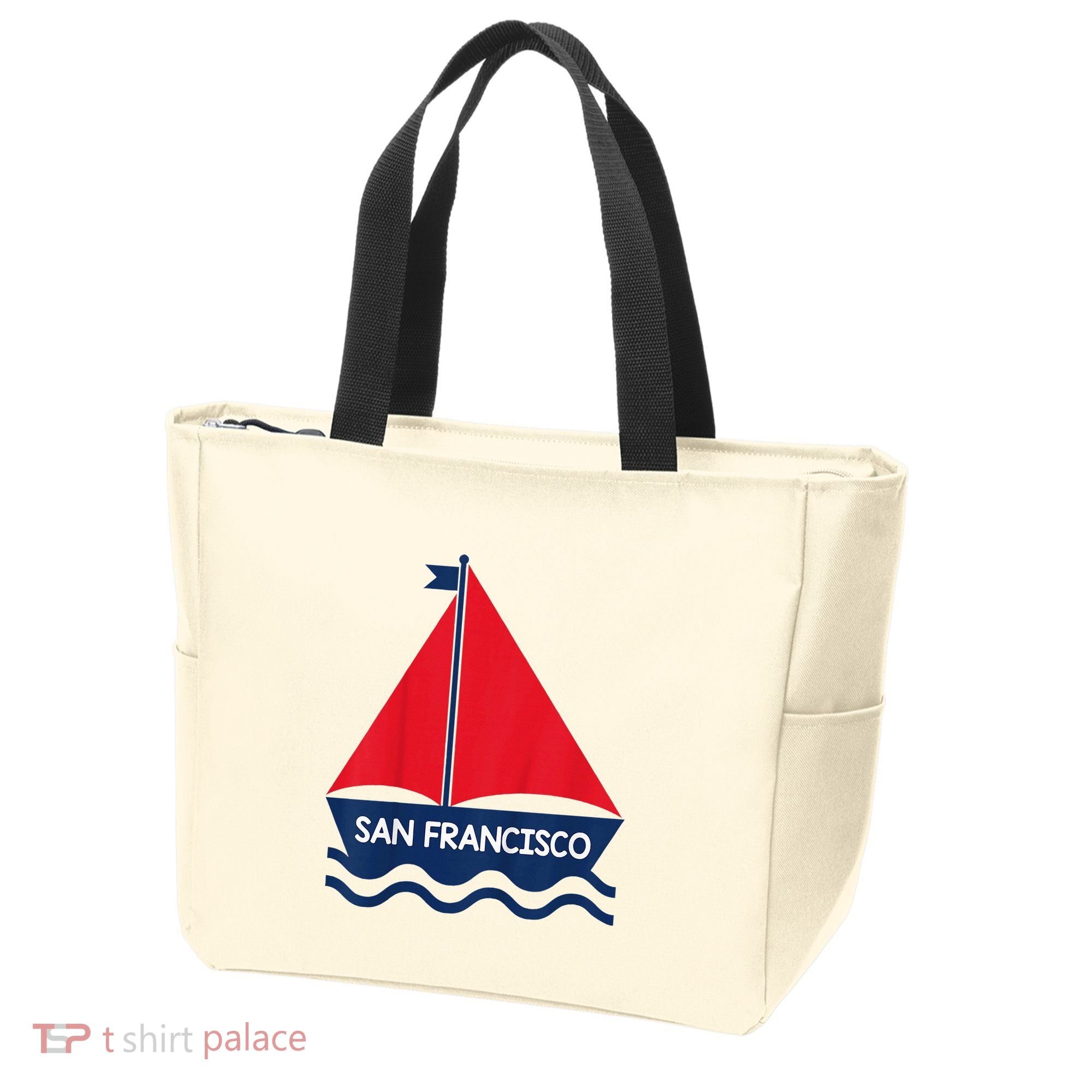 San Francisco California Sailing Boat Souvenir Tote Bag