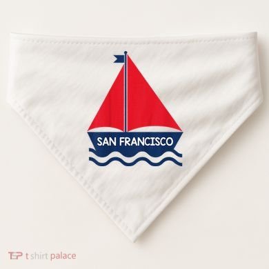 San Francisco California Sailing Boat Souvenir USA-Made Doggie Bandana