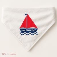San Francisco California Sailing Boat Souvenir USA-Made Doggie Bandana thumb 0