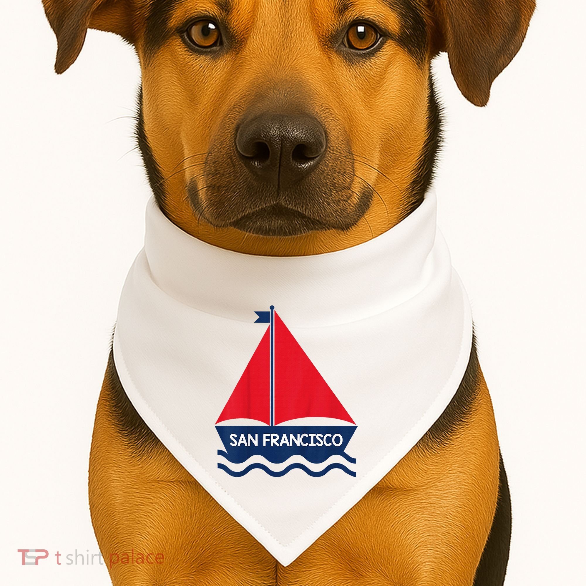 San Francisco California Sailing Boat Souvenir USA-Made Doggie Bandana