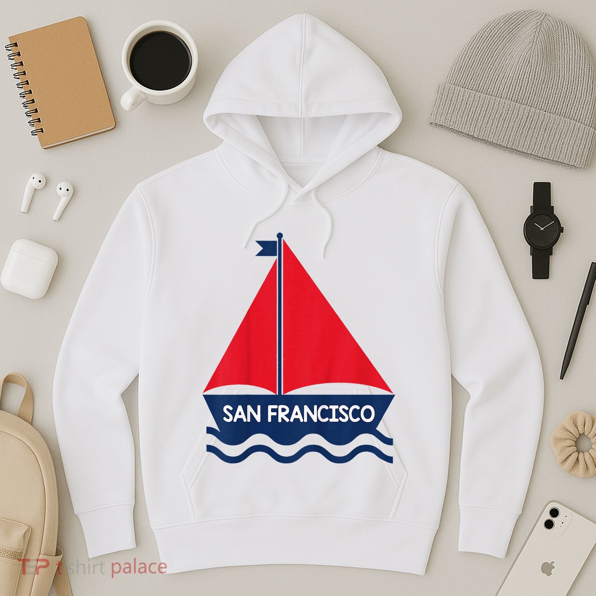 San Francisco California Sailing Boat Souvenir Hoodie