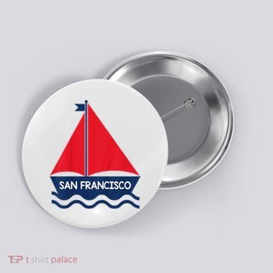 San Francisco California Sailing Boat Souvenir Button