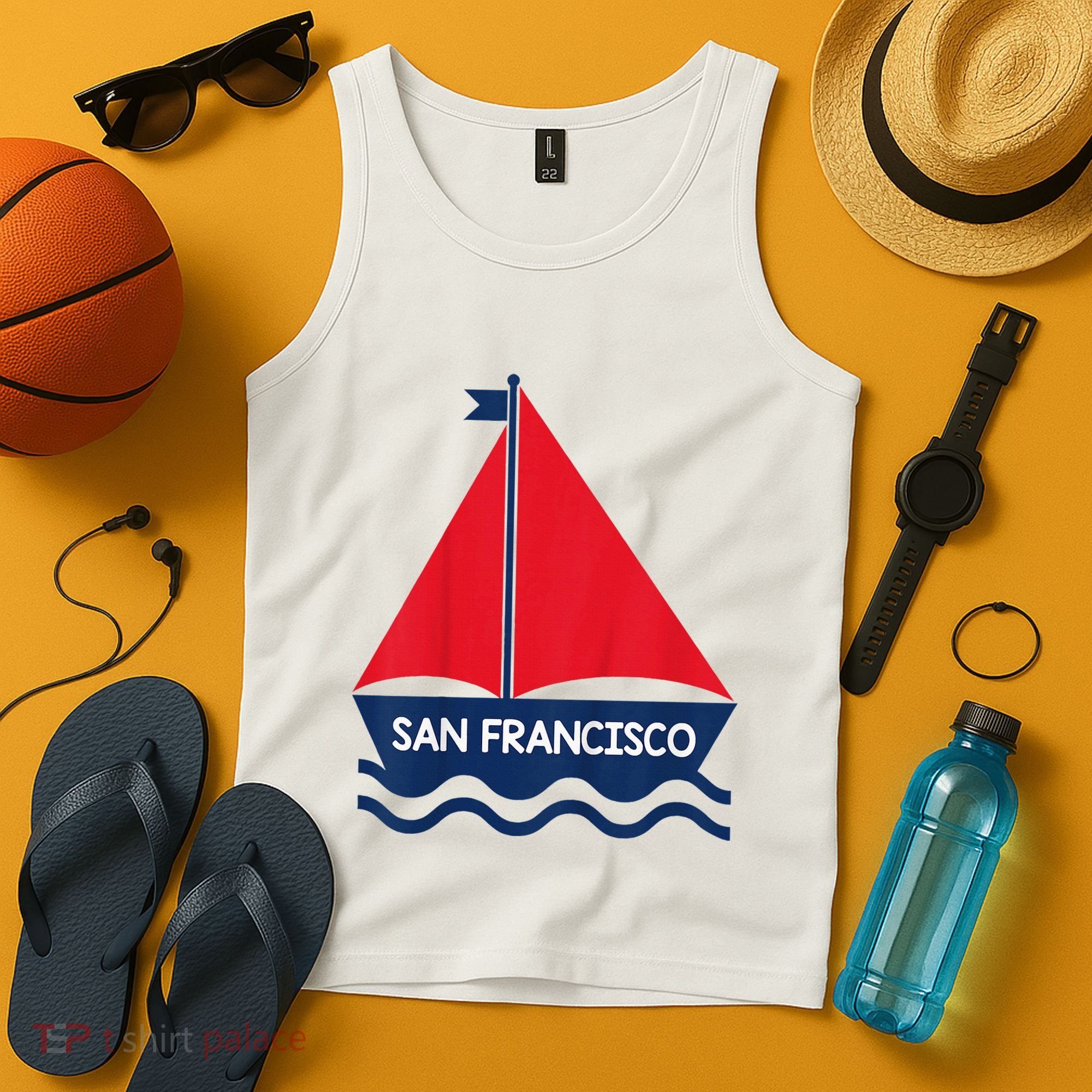 San Francisco California Sailing Boat Souvenir Tank Top