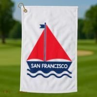 San Francisco California Sailing Boat Souvenir Golf Towel thumb 1