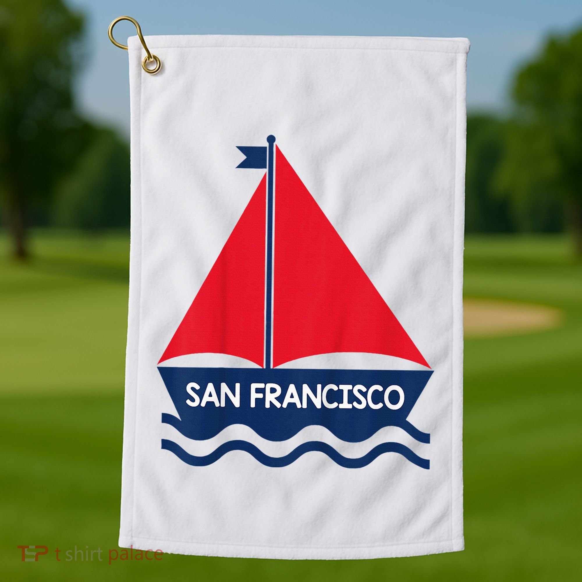 San Francisco California Sailing Boat Souvenir Golf Towel