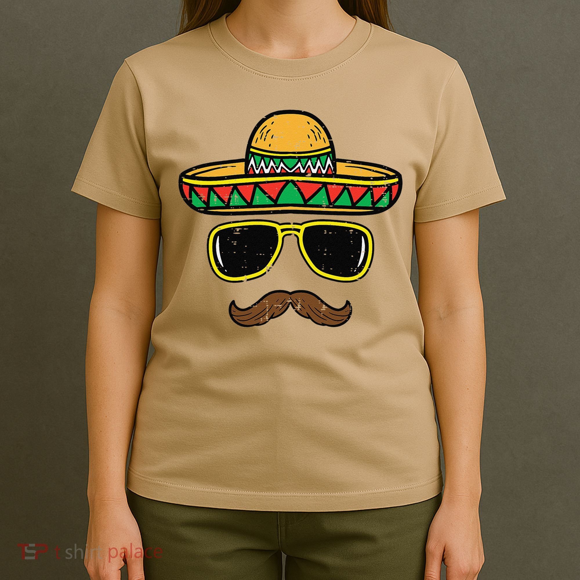 Sombrero Face Cinco De Mayo Mexican Fiesta Party T-Shirt