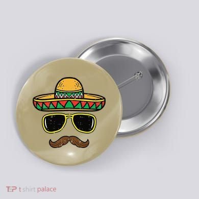 Sombrero Face Cinco De Mayo Mexican Fiesta Party Button