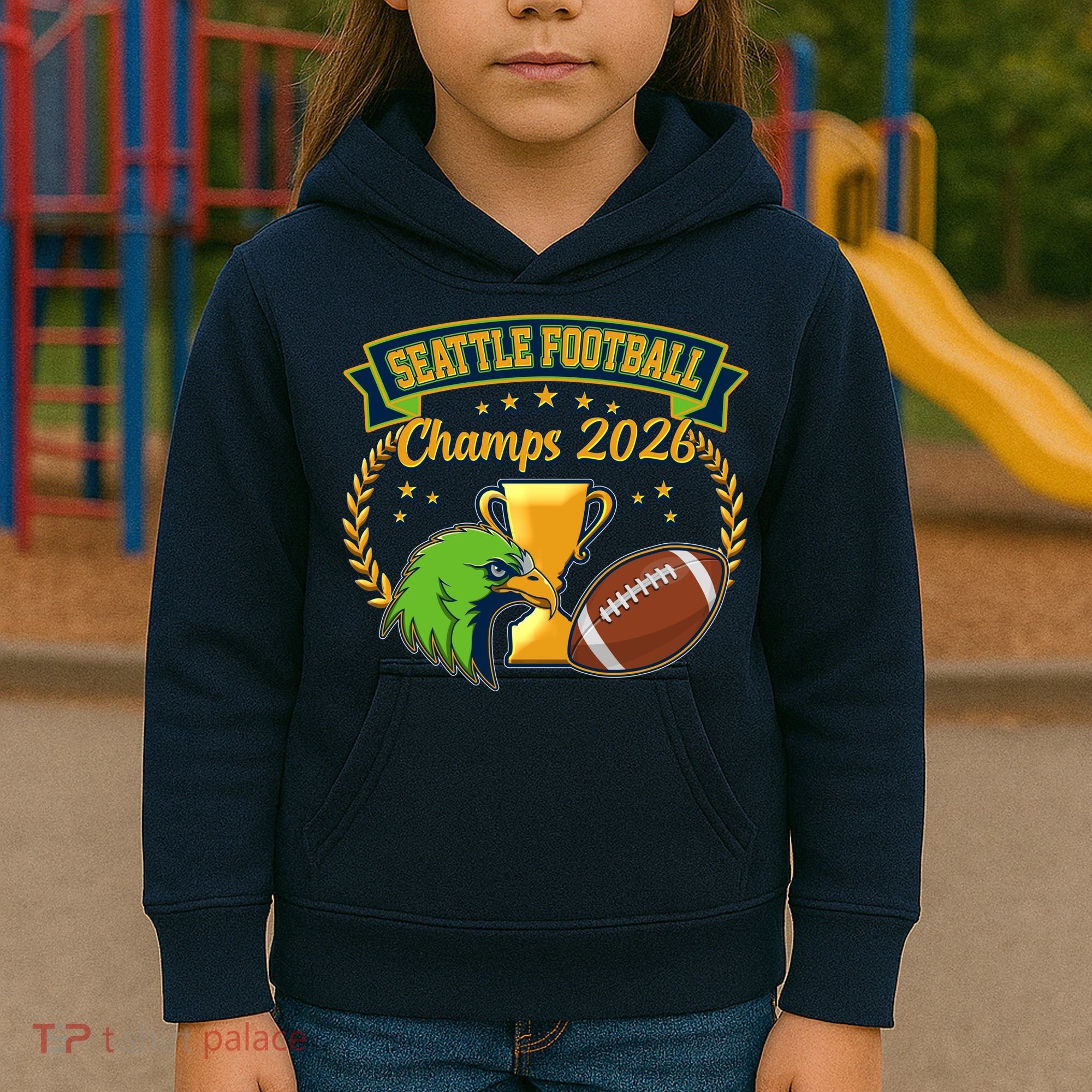 Seattle Football Champs 2026 Kids Hoodie