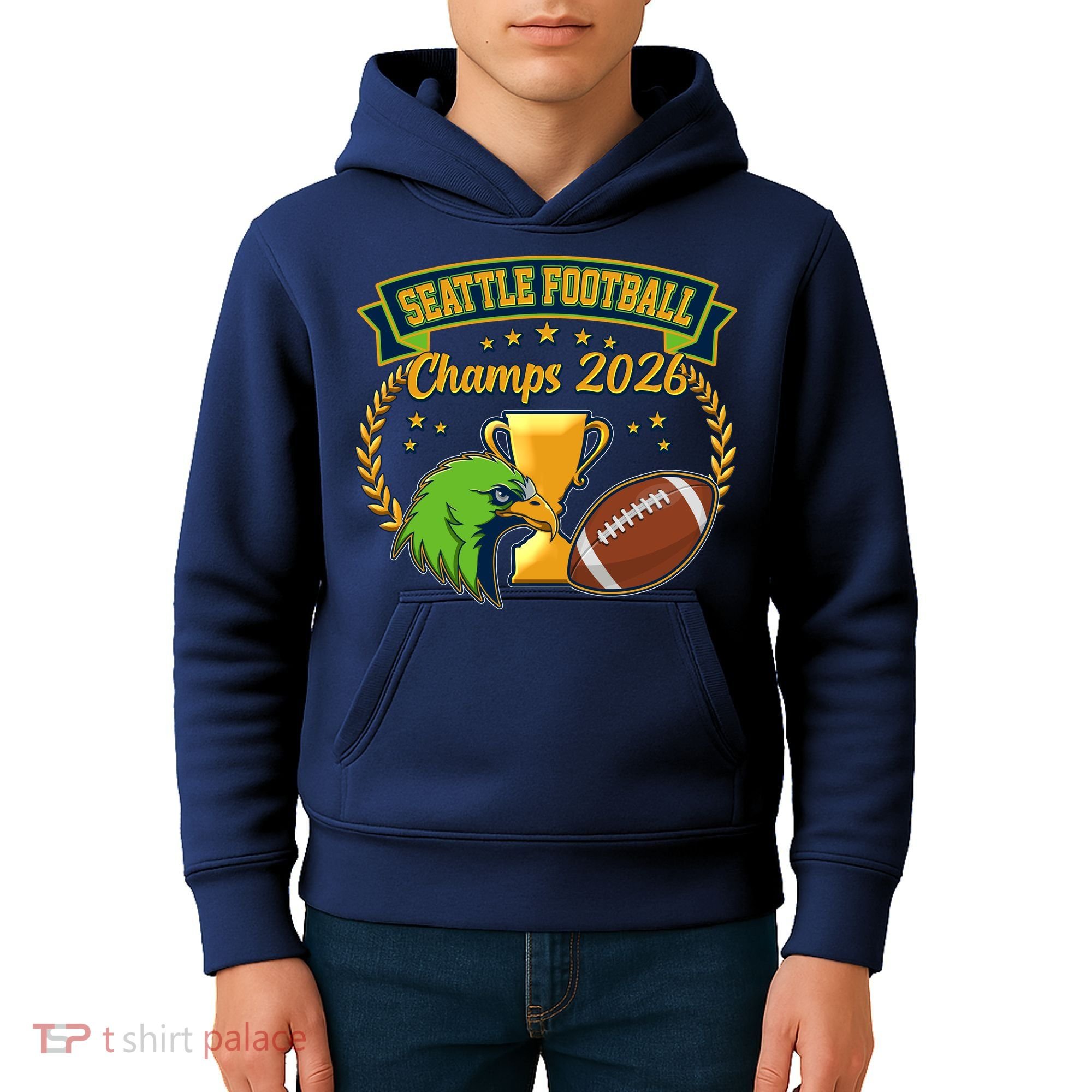 Seattle Football Champs 2026 Kids Hoodie