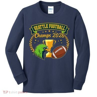 Seattle Football Champs 2026 Kids Long Sleeve Shirt