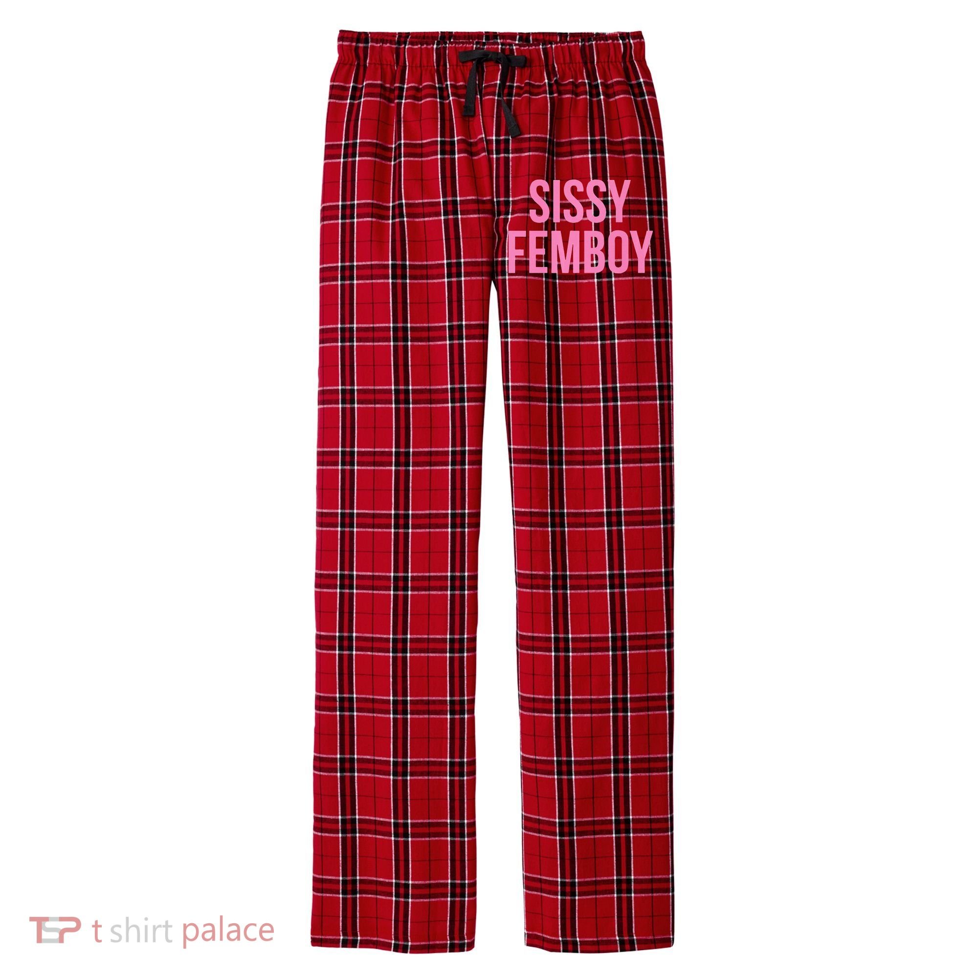 Sissy Femboy Crossdressing Aesthetic Men's Flannel Plaid Pajama Pants