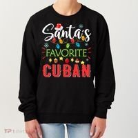 Santa's Favorite Cuban Xmas Light Santa Hat Christmas Gift Women's Sweatshirt thumb 0