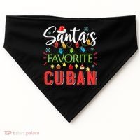 Santa's Favorite Cuban Xmas Light Santa Hat Christmas Gift USA-Made Doggie Bandana thumb 0