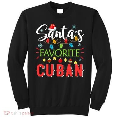 Santa's Favorite Cuban Xmas Light Santa Hat Christmas Gift Sweatshirt