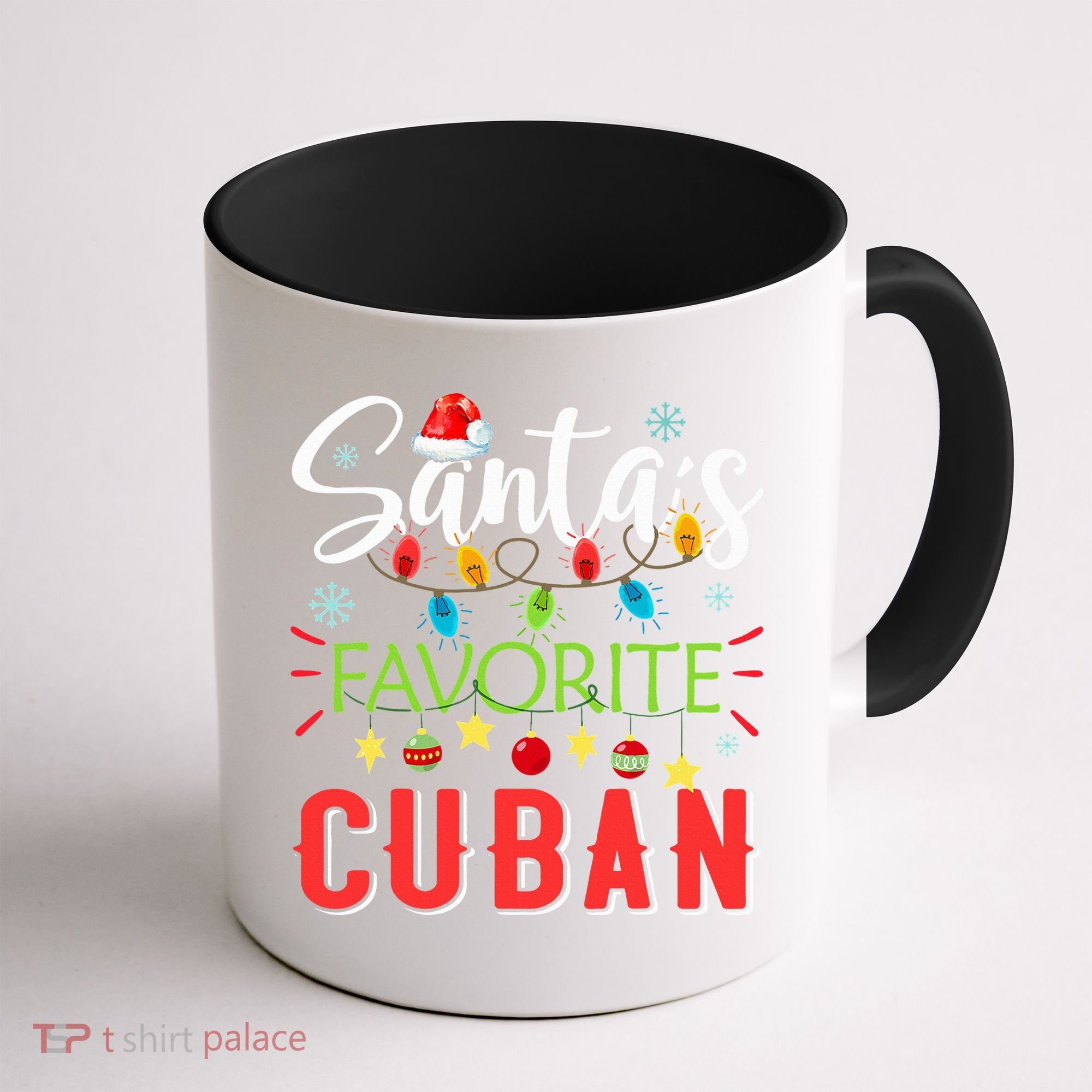 Santa's Favorite Cuban Xmas Light Santa Hat Christmas Gift Coffee Mug