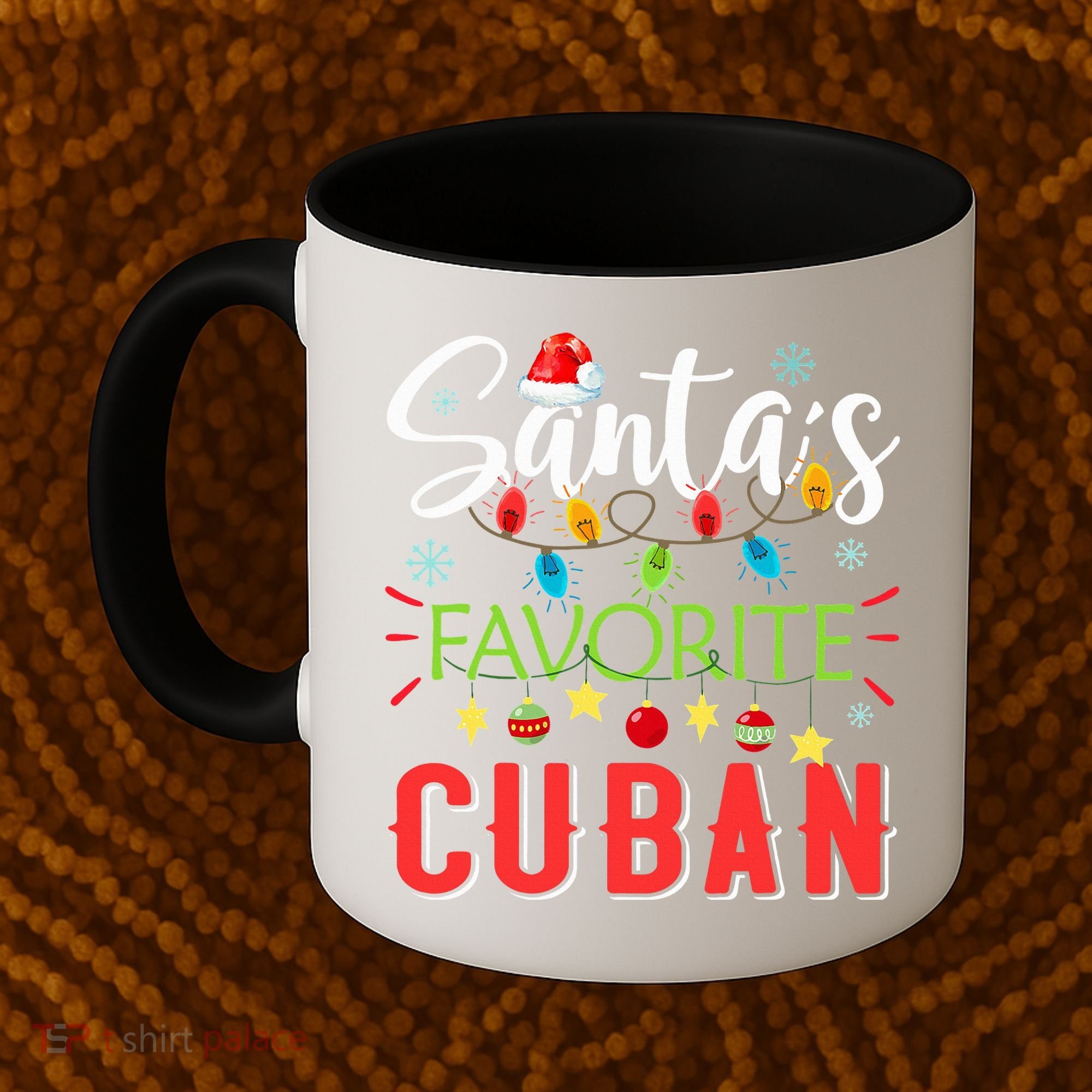 Santa's Favorite Cuban Xmas Light Santa Hat Christmas Gift Coffee Mug
