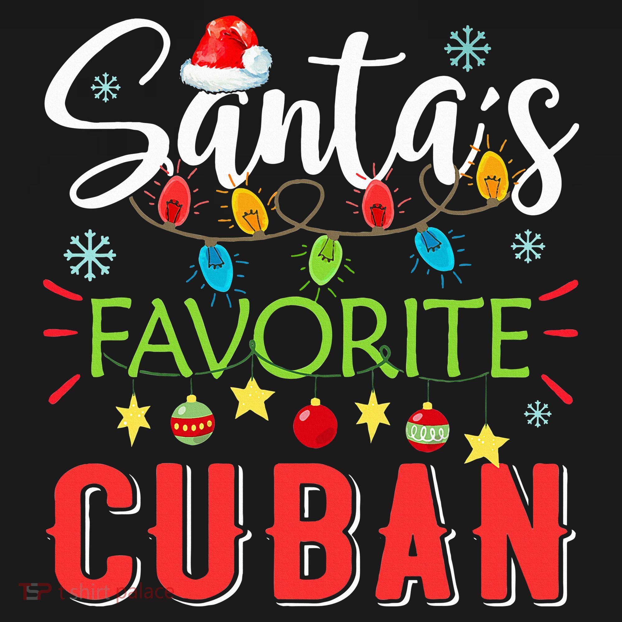 Santa's Favorite Cuban Xmas Light Santa Hat Christmas Gift Coaster