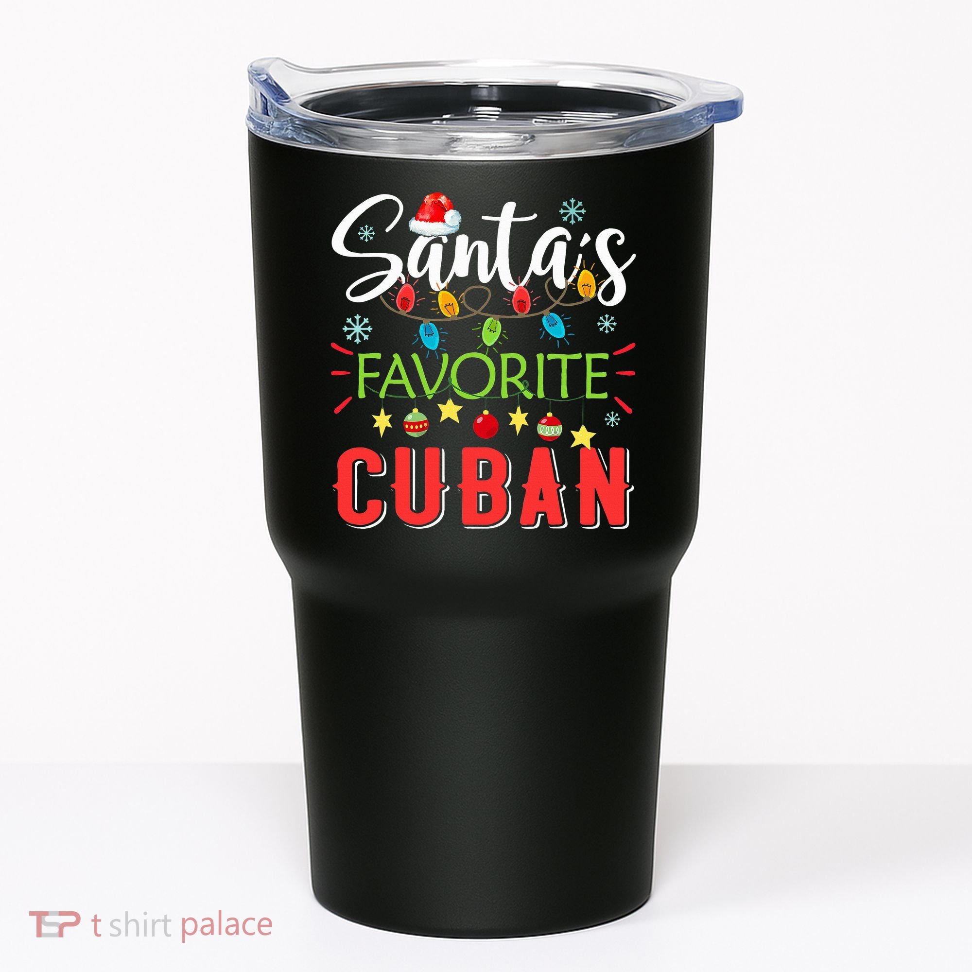 Santa's Favorite Cuban Xmas Light Santa Hat Christmas Gift Tumbler