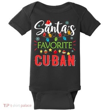 Santa's Favorite Cuban Xmas Light Santa Hat Christmas Gift Baby Bodysuit