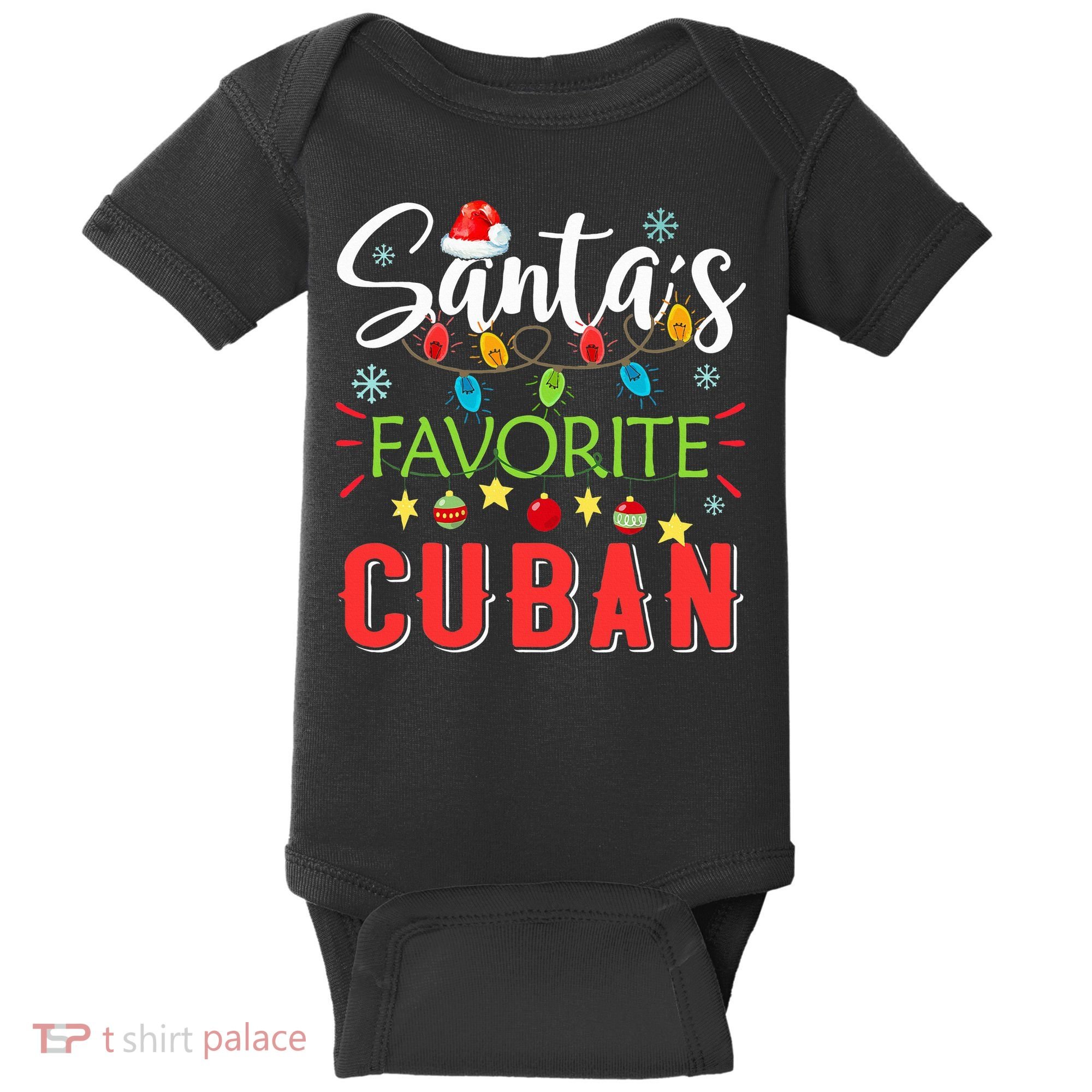 Santa's Favorite Cuban Xmas Light Santa Hat Christmas Gift Baby Bodysuit