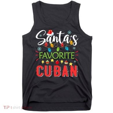 Santa's Favorite Cuban Xmas Light Santa Hat Christmas Gift Tank Top