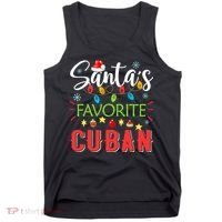 Santa's Favorite Cuban Xmas Light Santa Hat Christmas Gift Tank Top thumb 0